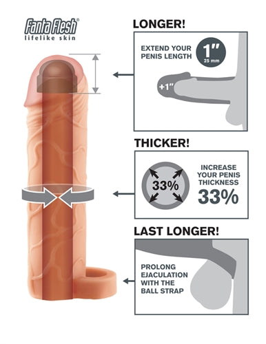 Fantasy Extension 1 Inch Penis Extension – Ultra-Soft Fanta Flesh Material With Ball Strap
