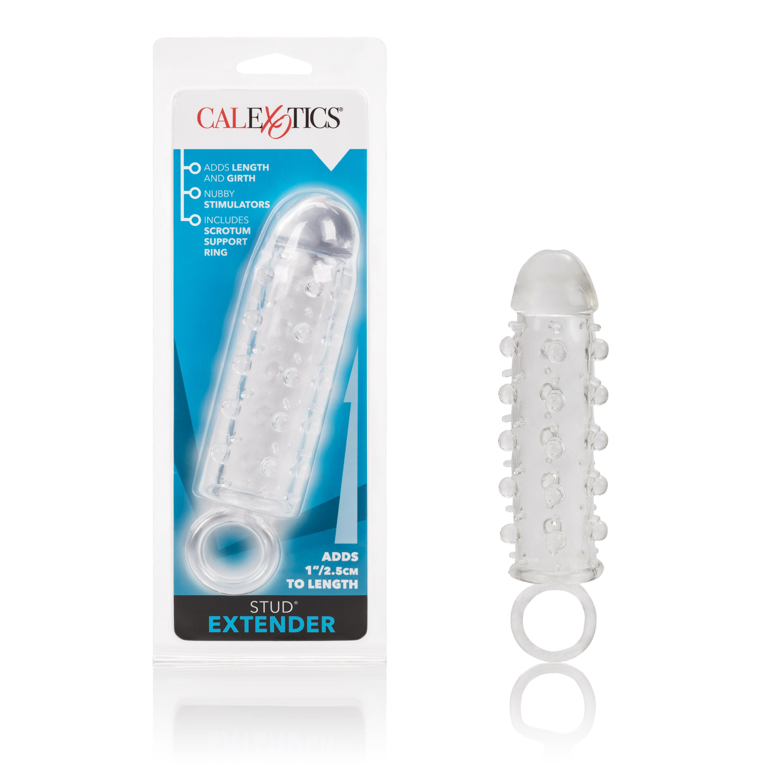Stud Extender with Support Ring and Nubby Stimulators Sleeve Clear SLEEVES
