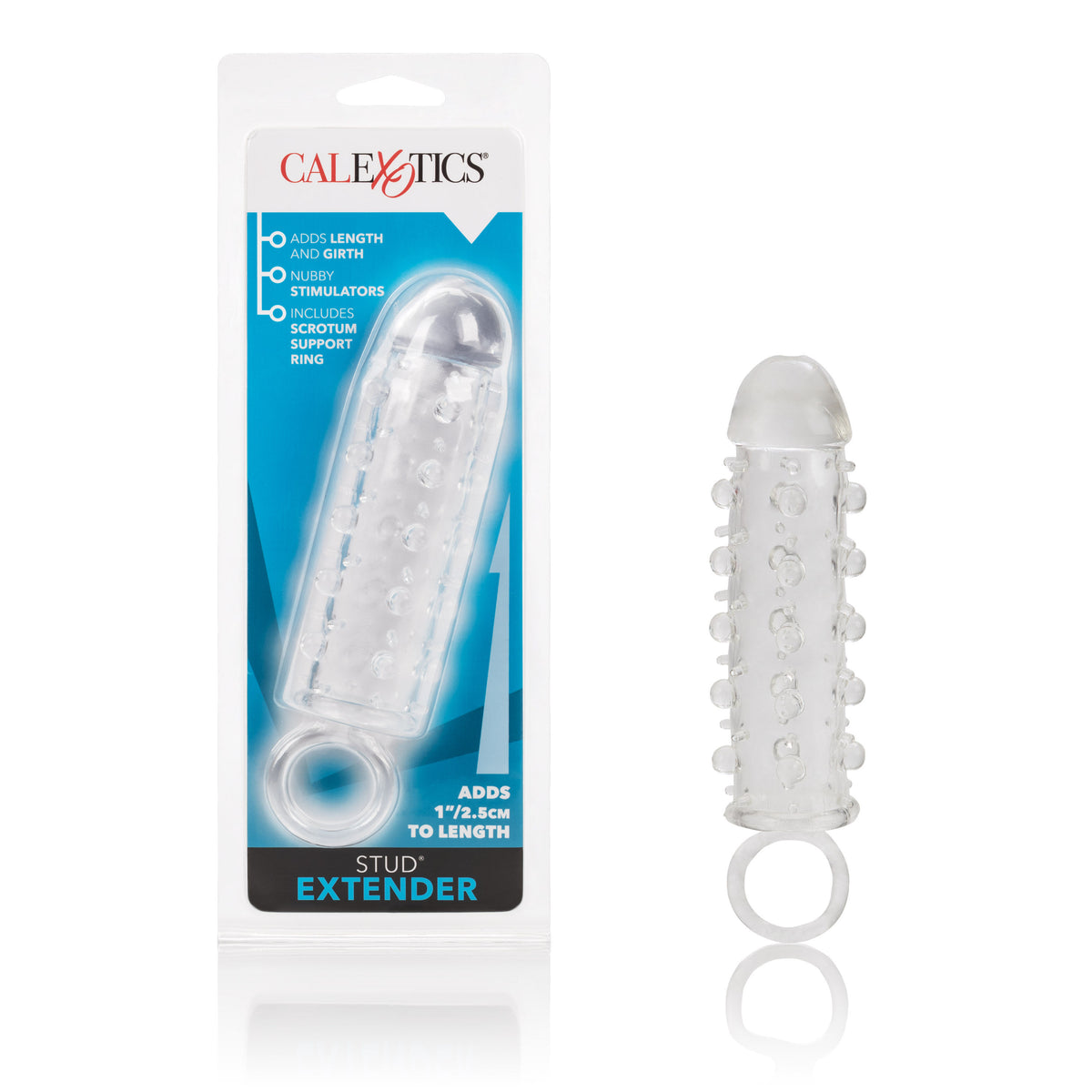 Stud Extender with Support Ring and Nubby Stimulators Sleeve Clear SLEEVES