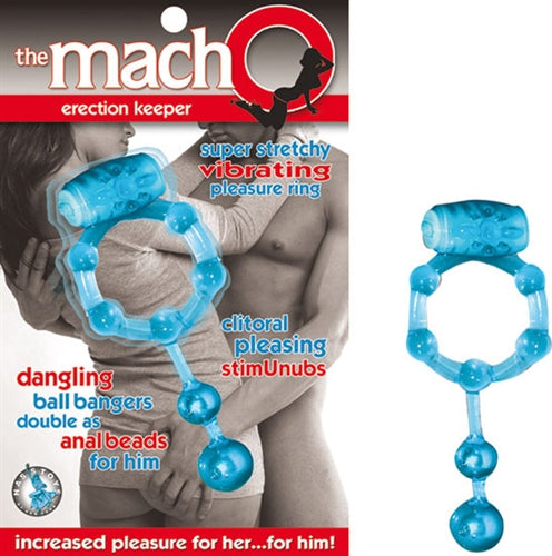 Macho Blue Stretchy Jelly Cock Ring with Vibrating Stimulator Blue > Cock Ring > Vibrating
