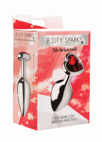 Xr Booty Sparks Medium Red Heart Aluminum Anal Plug > Anal Range > Jewel Butt Plugs
