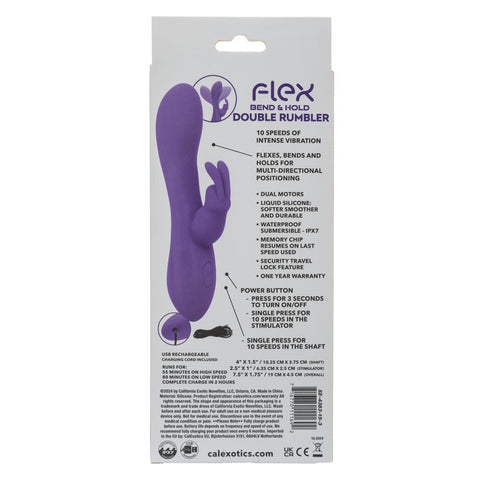 Flex Bend and Hold Double Rumbler Vibrator in Purple for Couples VIBRATORS-RABBIT