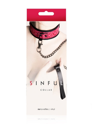 Sinful Collar (Pink) – Adjustable Vinyl Bondage Collar Pink > Bondage Gear > Collars