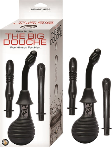 Big Douche Enema Kit with Three Attachments for Him and Her Black Douches