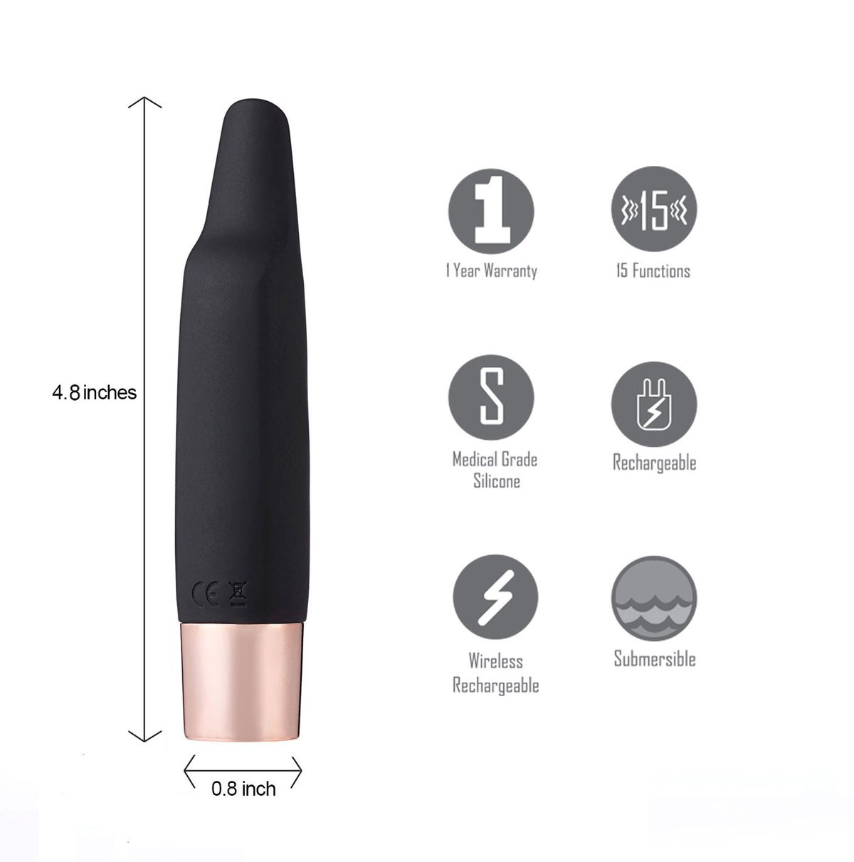 Aspen Wireless Flickering Tip Vibrator Black > Vibrators > Mini Vibrators