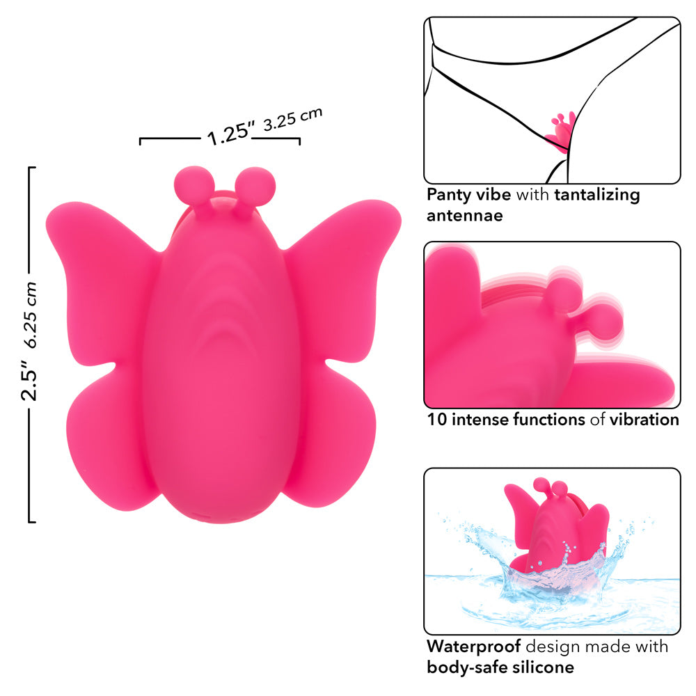 Neon Vibes The Flutter Vibe Pink Butterfly Panty Vibe with 10 Functions USB Rechargeable Silicone Waterproof Panty Vibrators