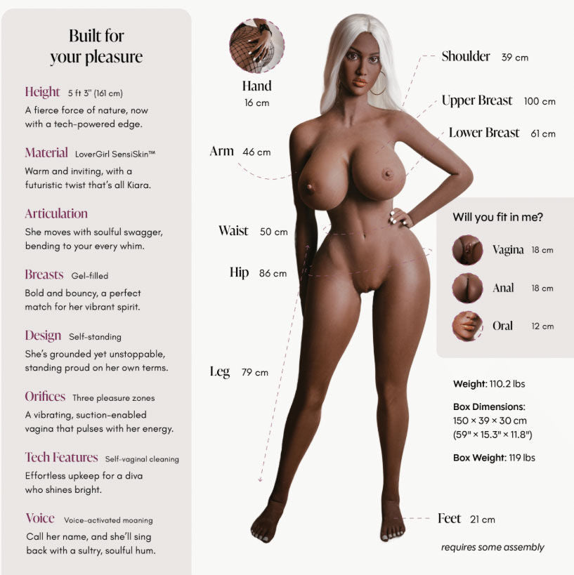 Lover Doll Kiara Chocolate (5ft 3in) – Realistic Curvy Love Doll with Suction & Vibration DOLLS