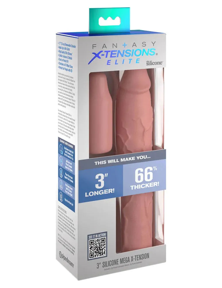 Fantasy X-Tensions Elite 9 Inch Sleeve with 3 Inch Plug – Silicone Sleeve and Plug Set > Sex Toys For Men > Penis Sleeves