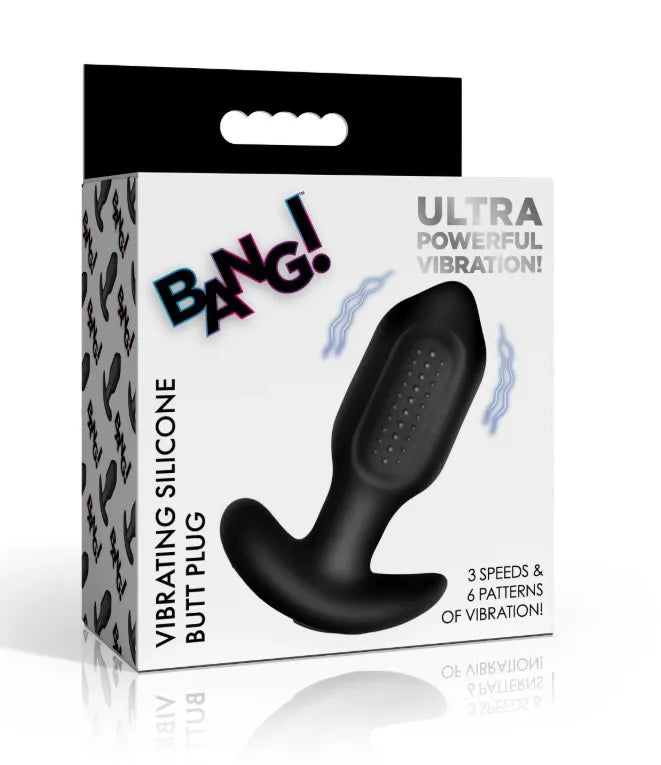 Bang! Rechargeable Silicone Butt Plug – Vibrating Anal Toy Black > Anal Range > Vibrating Butt Plugs