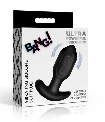 Bang! Rechargeable Silicone Butt Plug – Vibrating Anal Toy Black > Anal Range > Vibrating Butt Plugs