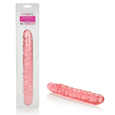 Translucence 12 Inch Veined Double Dong Pink Adult Toy Pink Double Dongs
