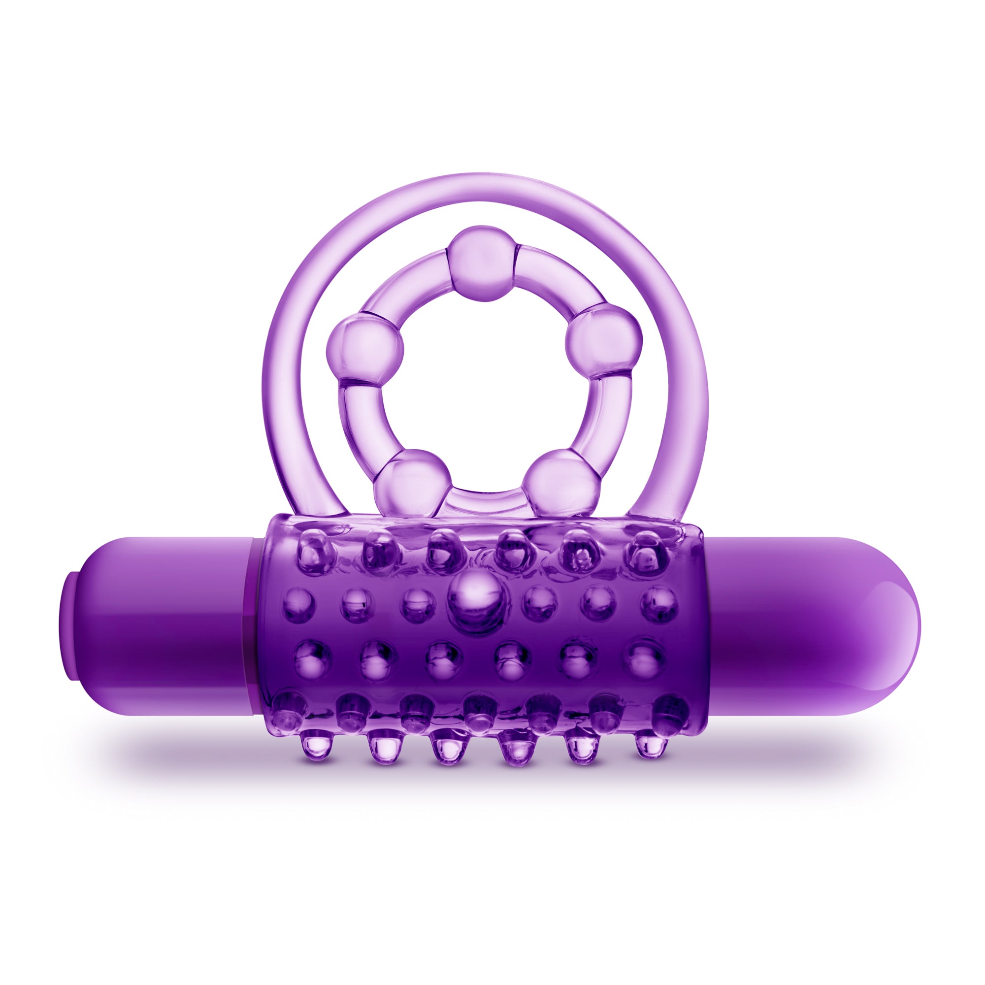 Play With Me The Player Vibrating Double Strap Cock Ring in Purple Purple Cock Rings Vibrating