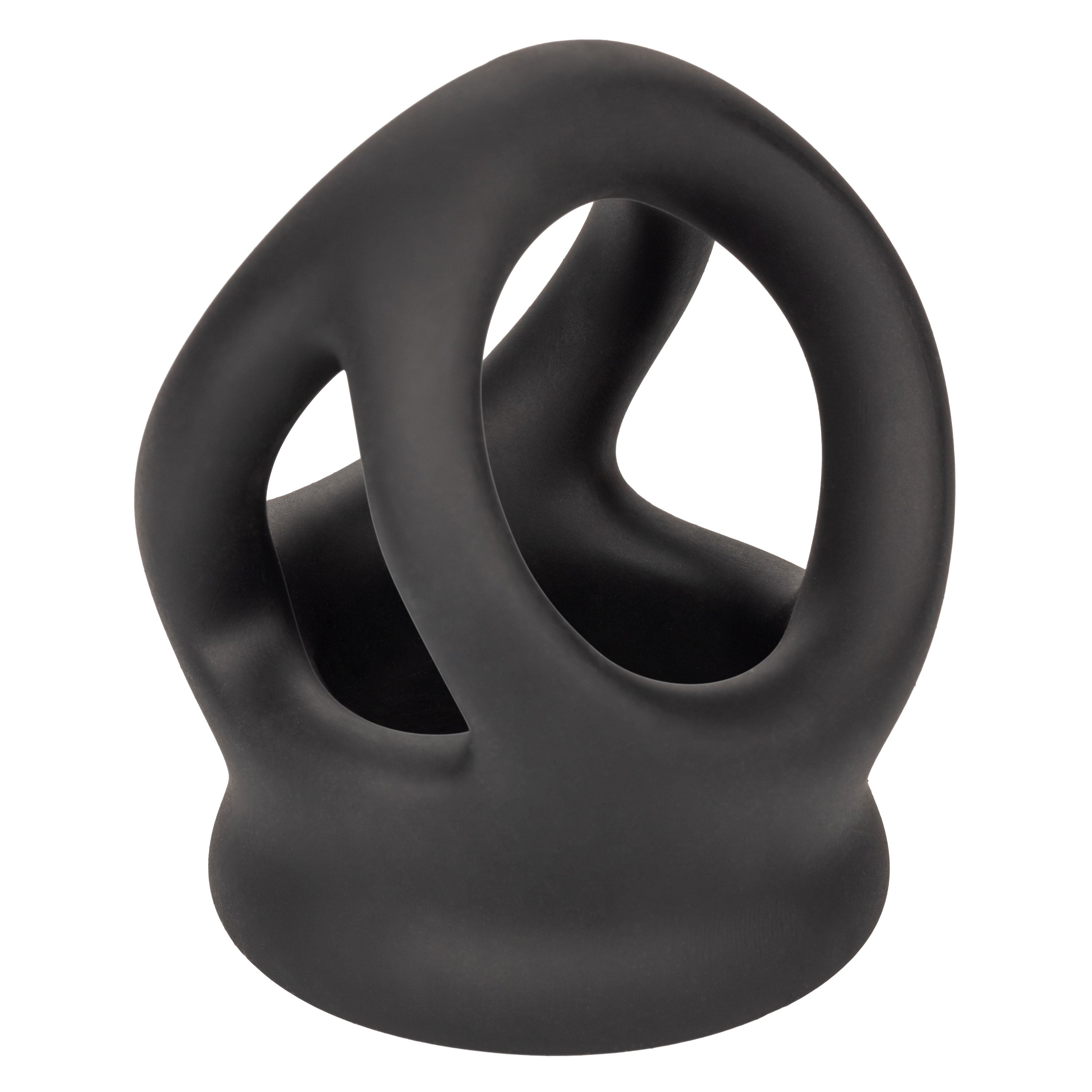 Alpha Liquid Silicone Dual Cage and Ring Black Stretchy Enhancer Cock Ring