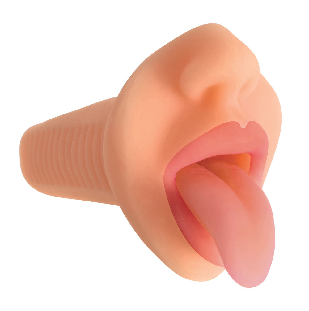 Mistress Courtney Vanilla Deep Throat Vibrating Mouth Stroker Beige Strokers - Manual