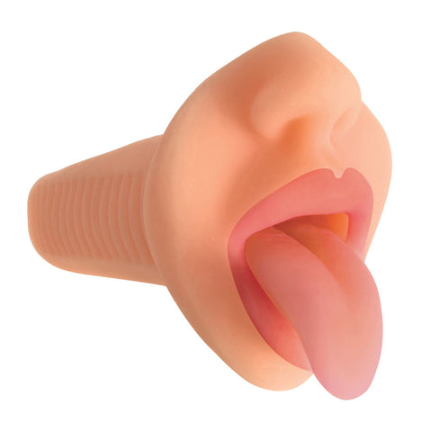 Mistress Courtney Vanilla Deep Throat Vibrating Mouth Stroker Beige Strokers - Manual