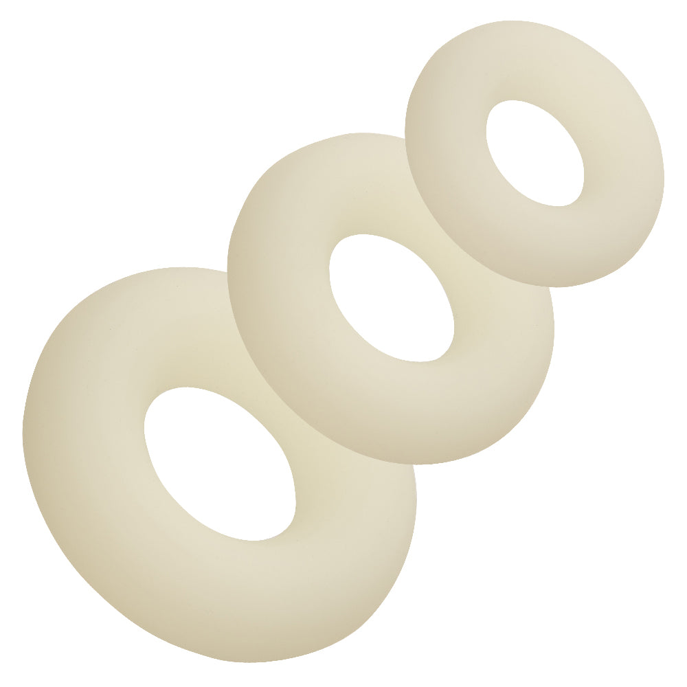 Alpha Glow-In-The-Dark Liquid Silicone 3 Ring Set in White with Multiple Sizes > Cock Ring > Sets