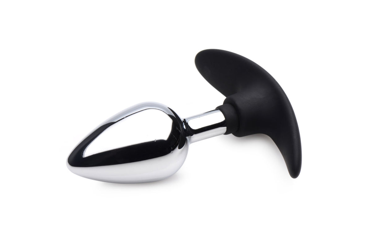 Dark Invader Metal and Silicone Medium Weighted Butt Plug Silver > Anal Range > Butt Plugs