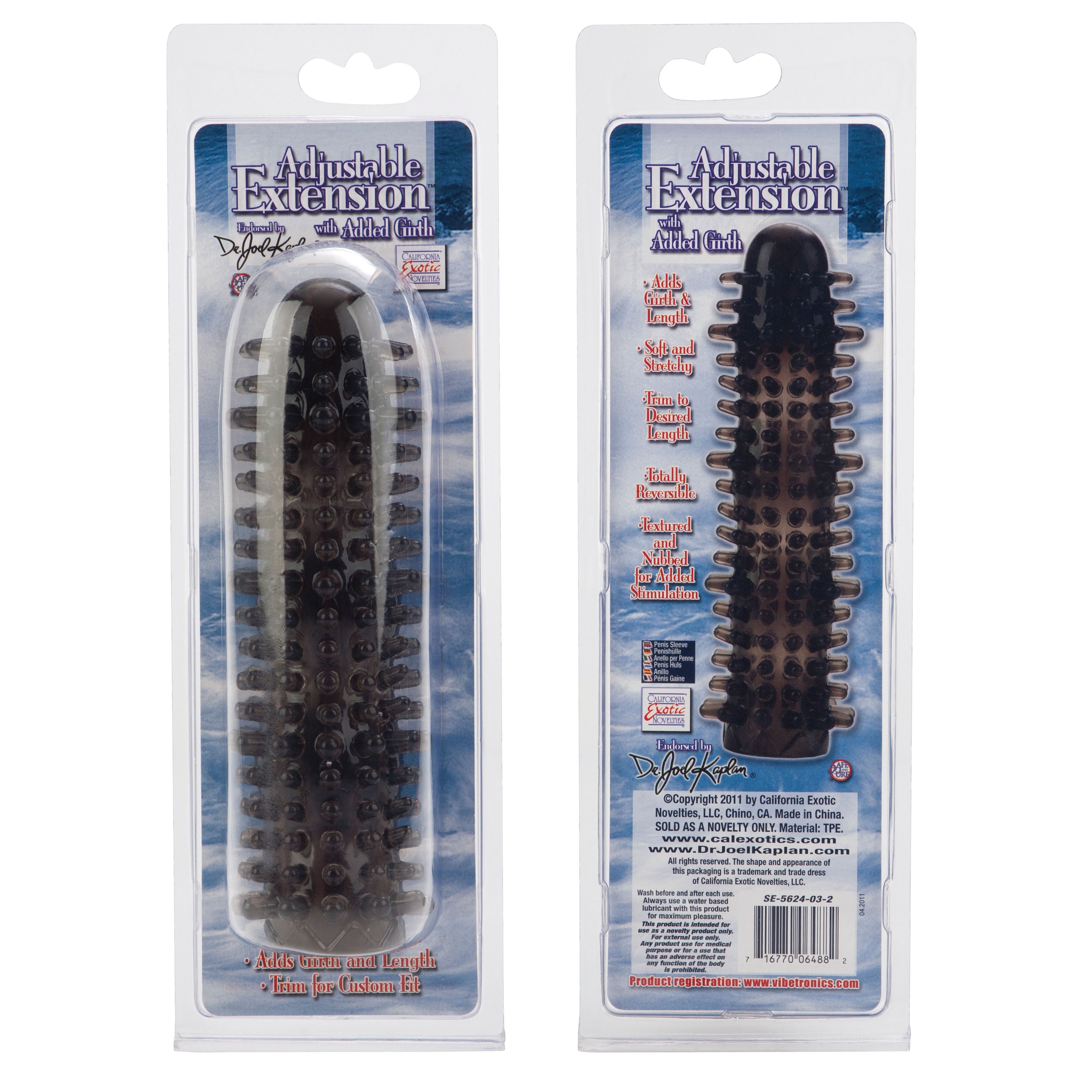 Dr Joel Kaplan Adjustable Clear Penis Extension Sleeve with Girth Gray SLEEVES