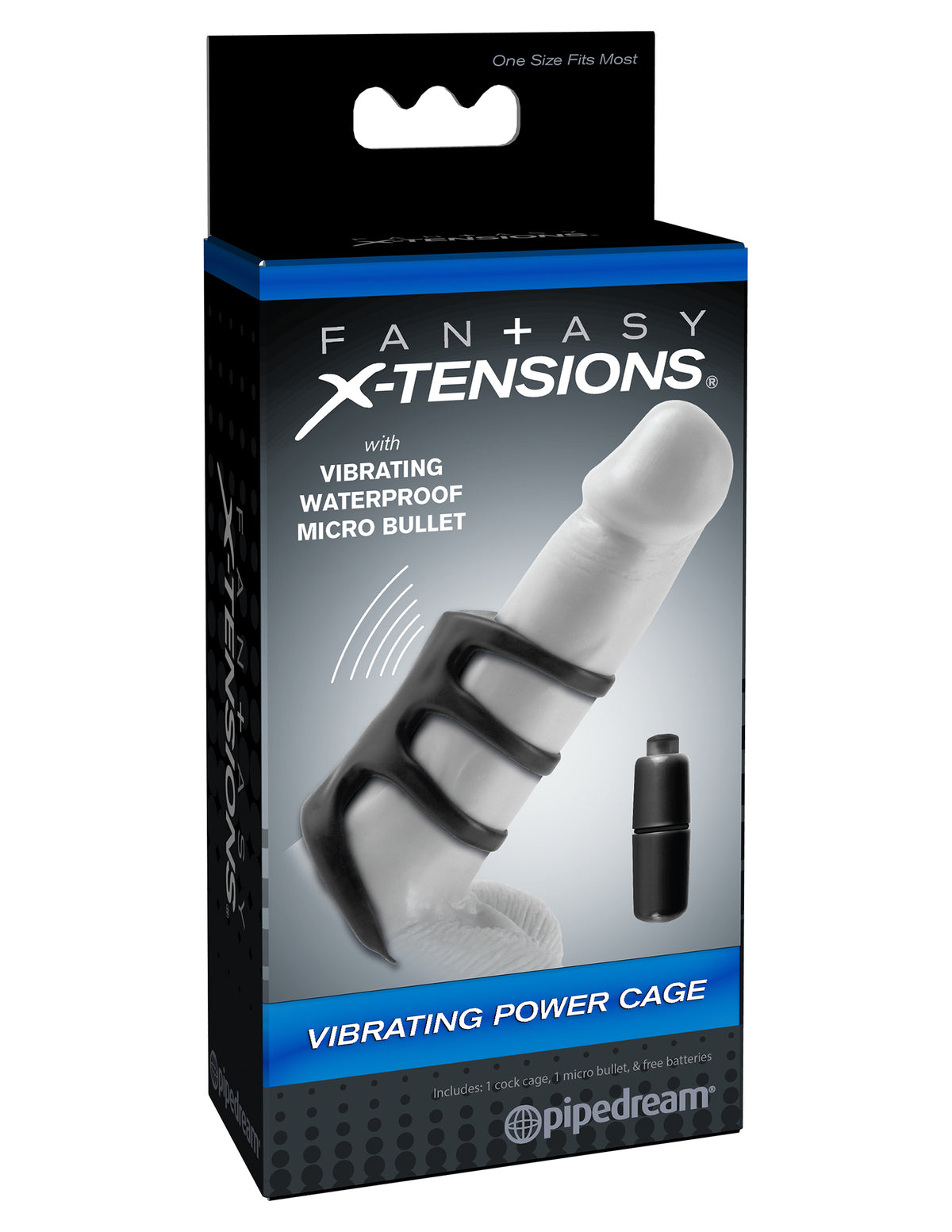 Fantasy X-Tensions Vibrating Power Cage Ring Black > Bondage Gear > Male Chastity