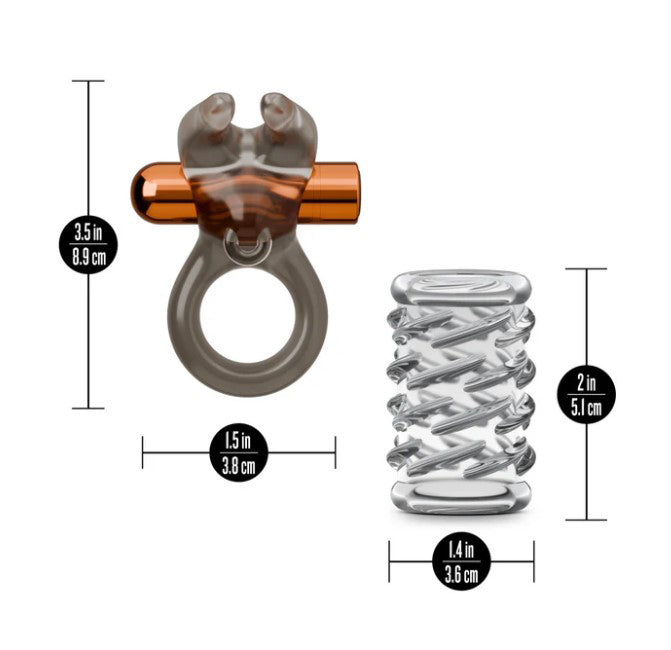 Stay Hard Vibrating Cock Ring Set With Textured Sleeve – Vibrating Cock Ring Set > Cock Ring > Vibrating