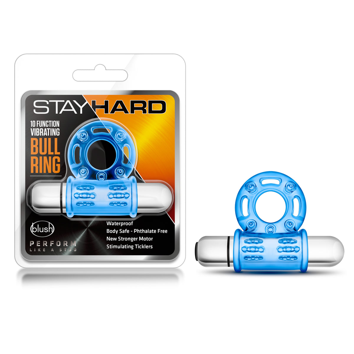 Stay Hard Vibrating Bull Ring (Blue) – 10 Function Vibrating Cock Ring > Cock Ring > Vibrating