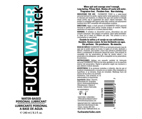 FuckWater Thick – 8oz Clear Water-Based Lubricant Clear > Lube > Water Based