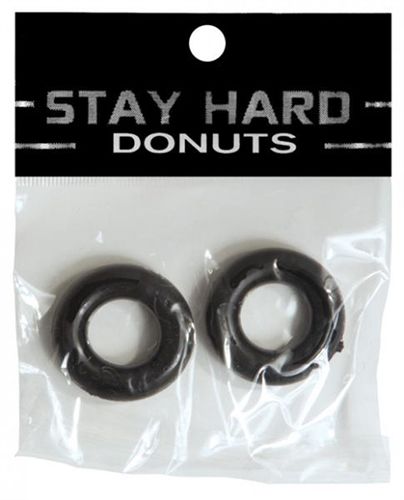 Stay Hard Donuts 2-Pack Black Thick Power Stretch Cock Rings Black COCK RING Set