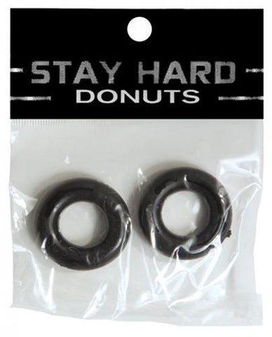 Stay Hard Donuts 2-Pack Black Thick Power Stretch Cock Rings Black COCK RING Set