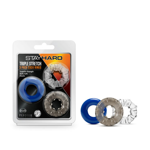Stay Hard Triple Stretch - Cock Rings - Set of 3 COCK RING Set
