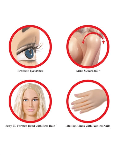 Pipedream Extreme Dollz Hannah Harper – Life-Size Inflatable Love Doll with Removable Inserts