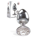 Adam & Eve ANAL TOYS Chrome Adam & Eve Clear Gem Anal Plug - Large 810124860578