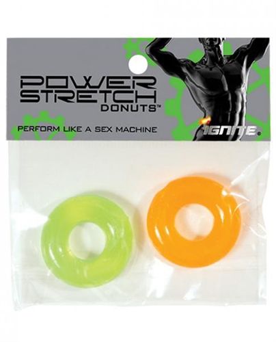 Power Stretch Donuts 2 Pack Orange and Green Soft Cock Rings Multi COCK RING Set