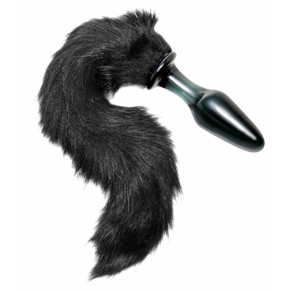 Midnight Fox Glass Anal Plug with Long Black Fur Tail > Anal Range > Tail Butt Plugs