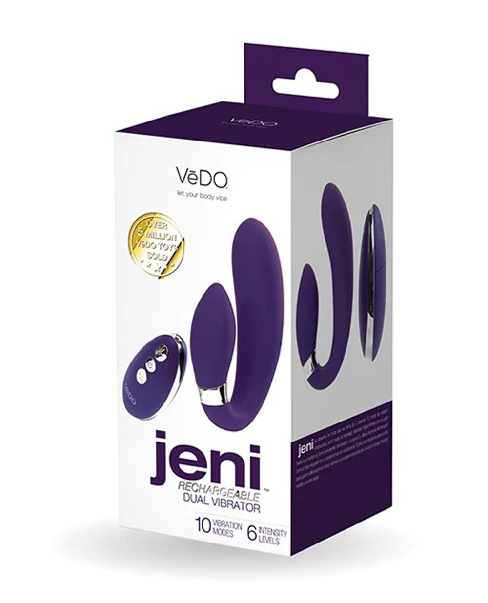 Jeni C-Shaped Dual Motor Vibrator with Remote Control Pink Purple Vibrators