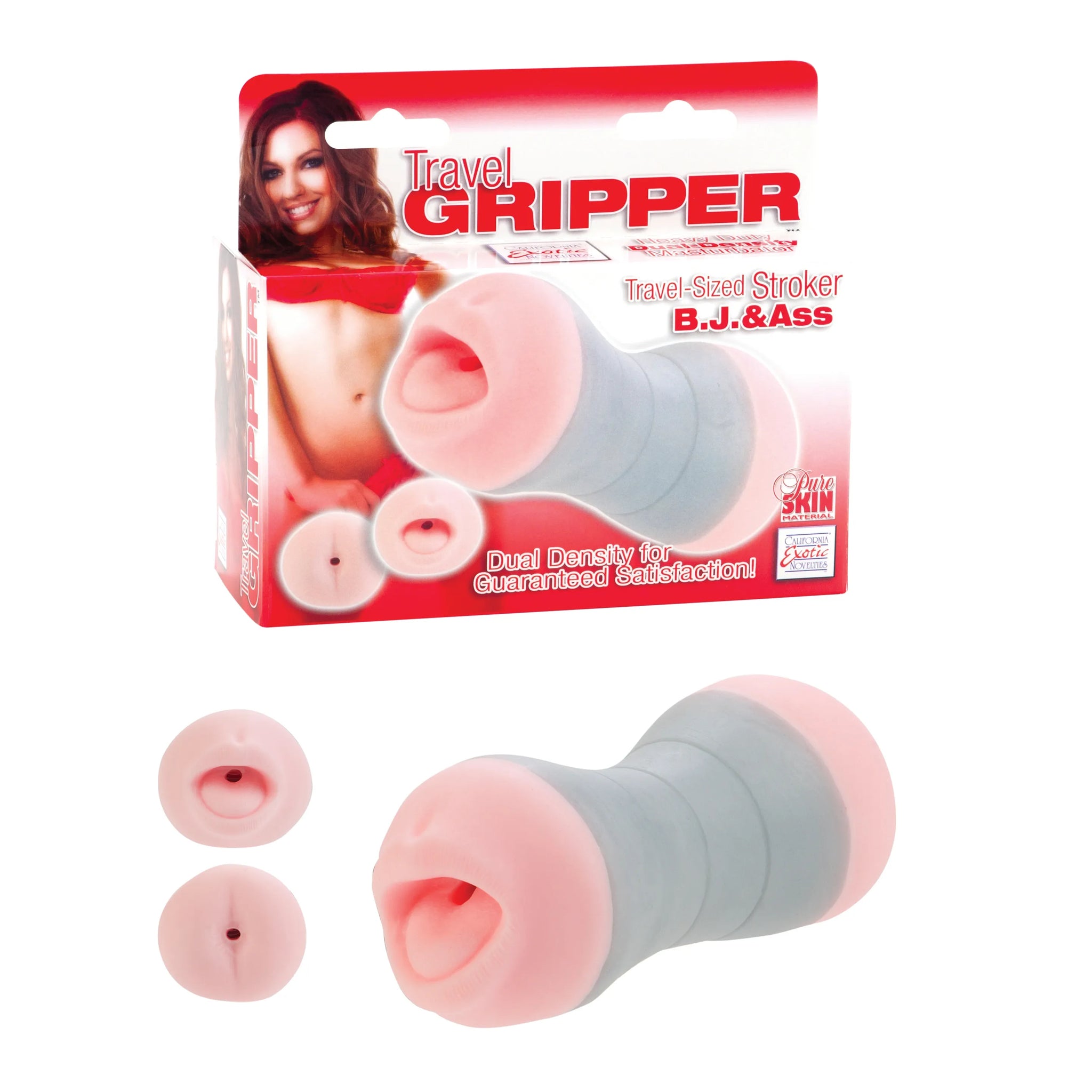 Travel Gripper Dual Density Masturbator – Travel-Sized Masturbator with Two Ends Pink > Sex Toys For Men > Masturbators > Manual