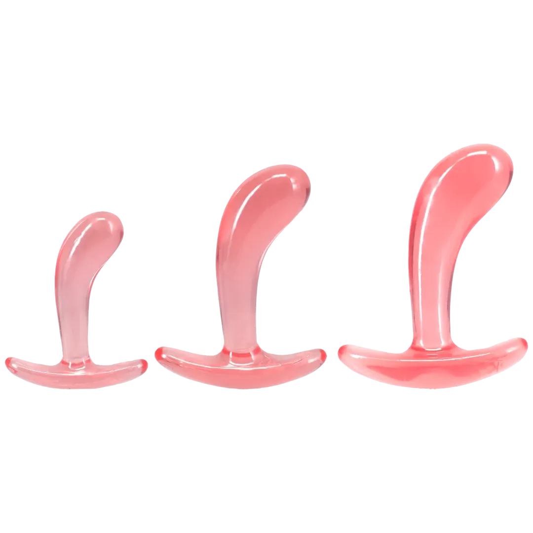 Crystal Jellies Curved Anal Trainer Set Phthalate-Free Silicone 3 Sizes Anal Trainer > Anal Range > Butt Plug Kits Main image