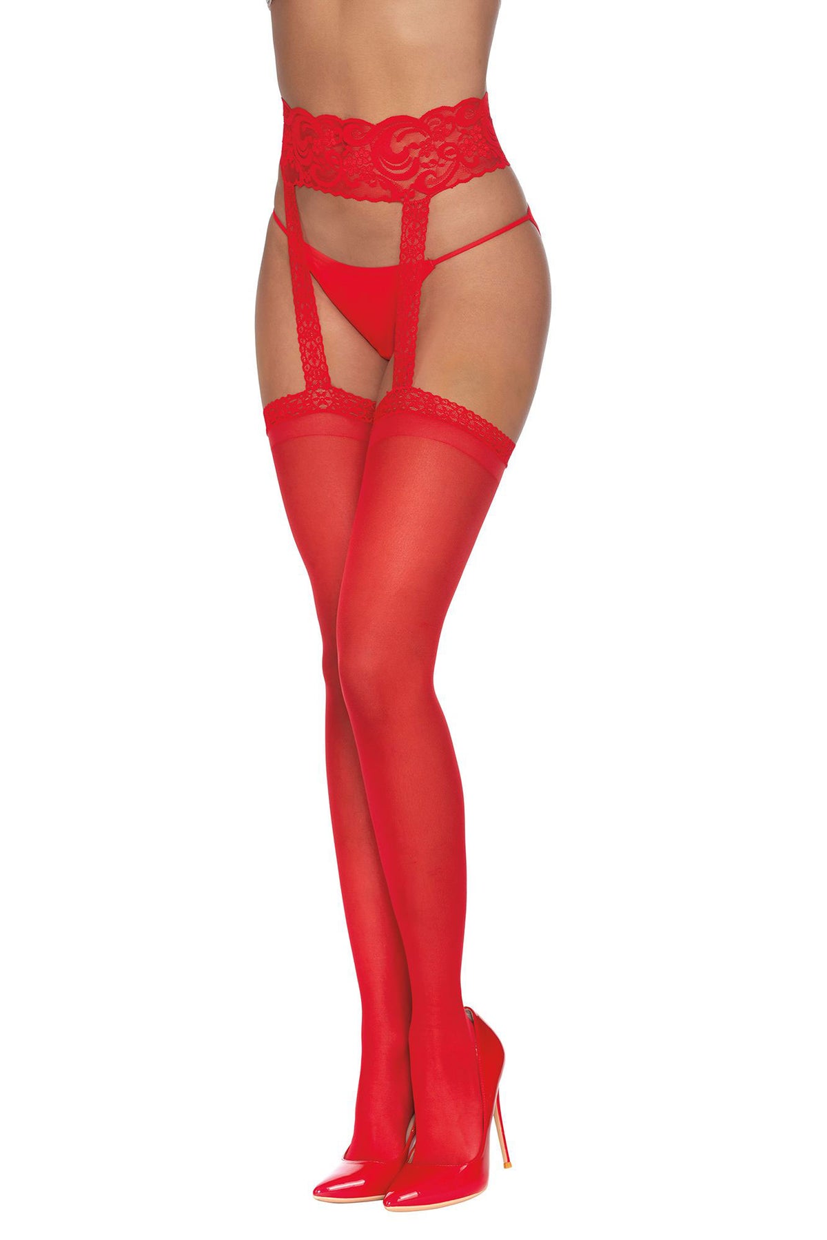 Dreamgirl Sheer Red Garter Belt Pantyhose One Size Hosiery > Clothes > Hosiery > Garterbelt Sets