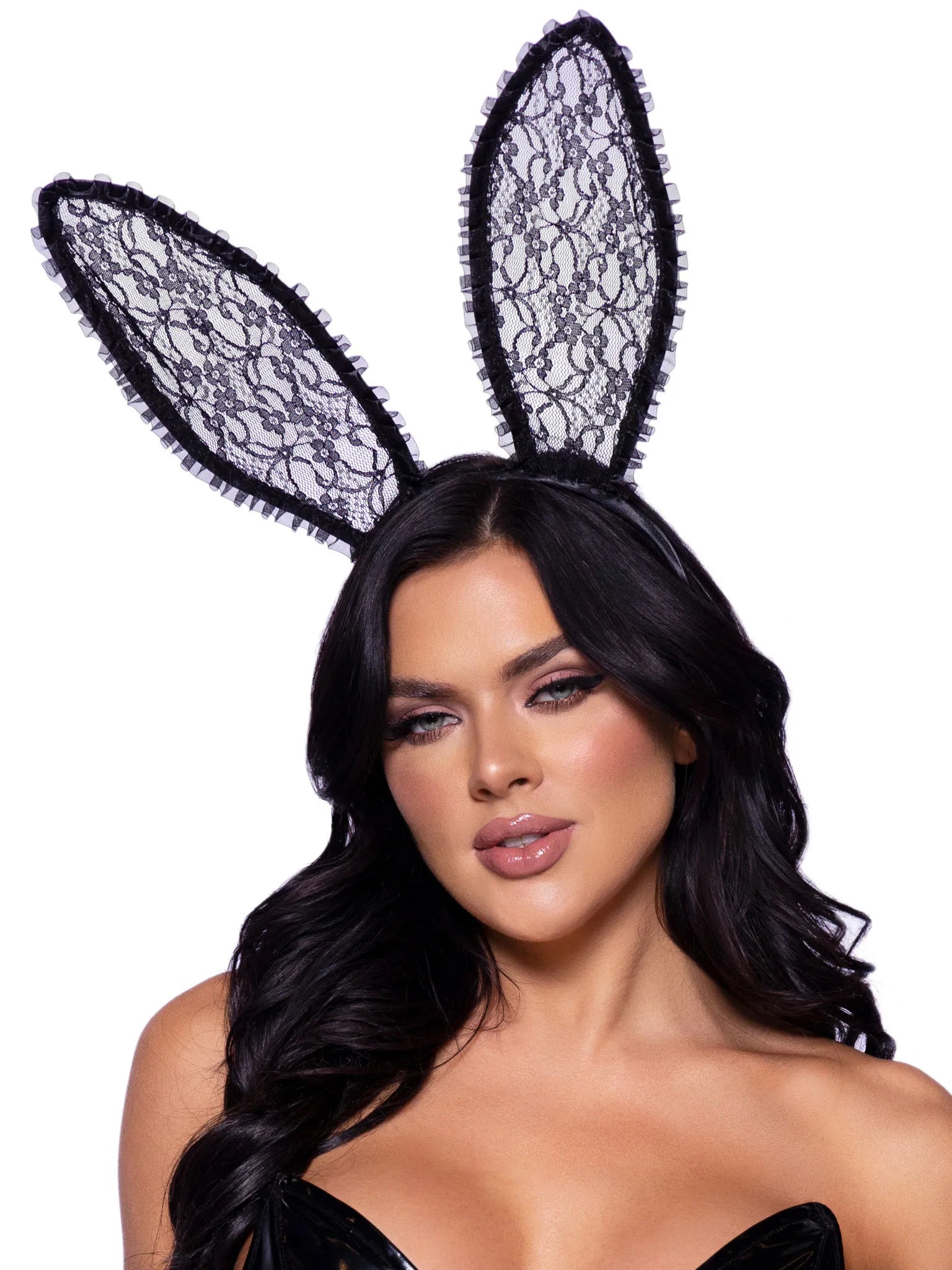 Ruffle Trimmed Bendable Lace Bunny Ears – Costume Accessory Default Title > Clothes > Costumes > Womens