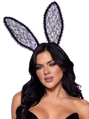 Ruffle Trimmed Bendable Lace Bunny Ears – Costume Accessory Default Title > Clothes > Costumes > Womens