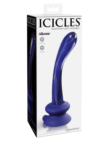 Icicles Blue Glass Massager with Silicone Suction Cup DONGS Glass