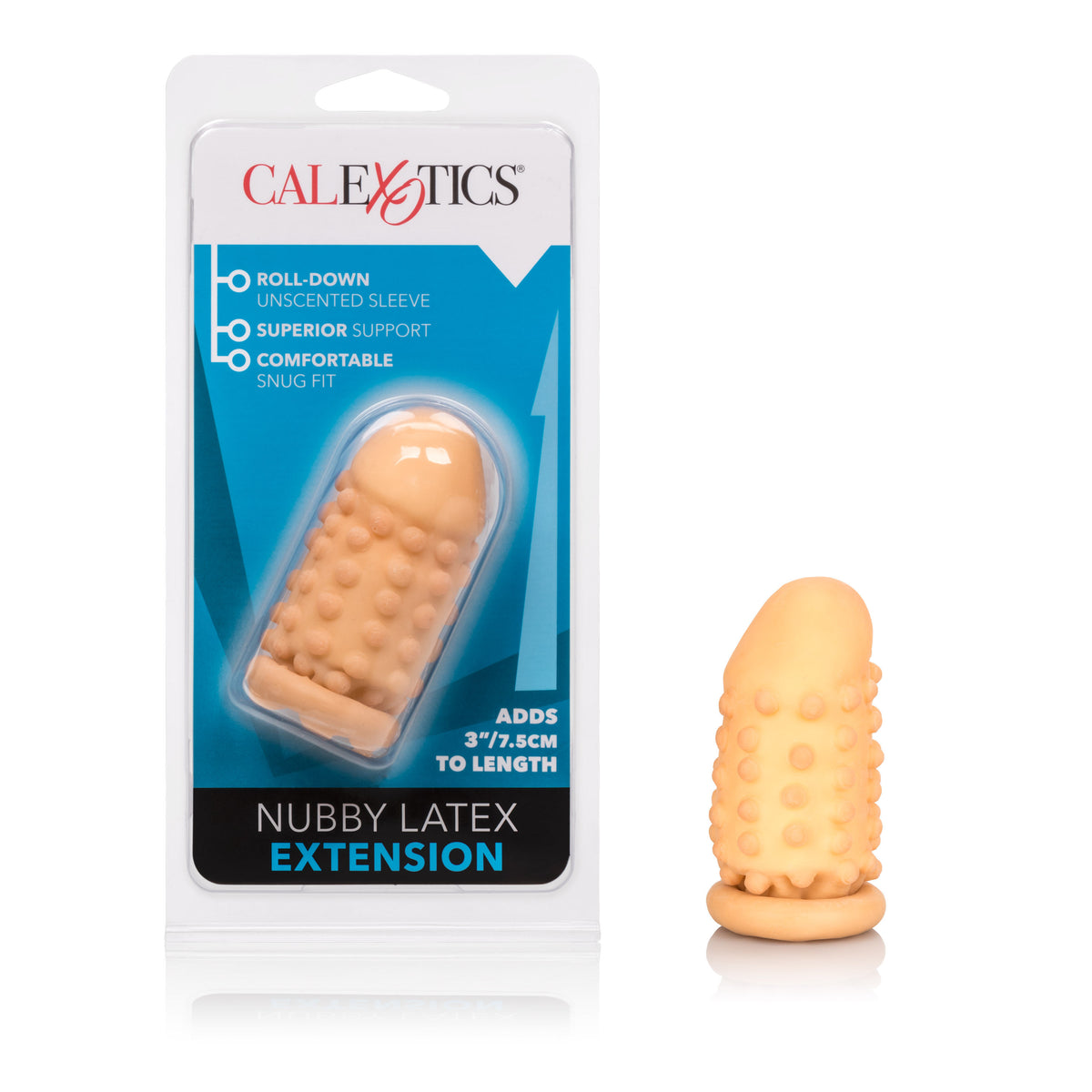 Smooth 3 Inch Ivory Latex Penis Extension with Roll Down Sleeve > Sex Toys For Men > Penis Sleeves