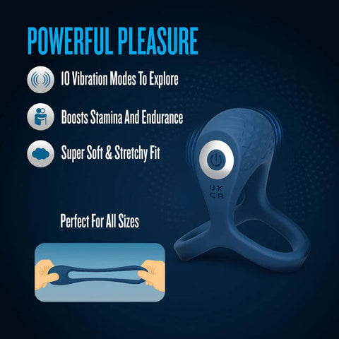 Performance Plus Dual Flex Pro (Blue) – Premium Cock Ring and Ball Strap with 10 Vibration Modes > Cock Ring > Vibrating