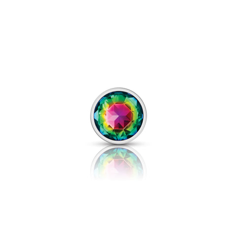 Cheeky Charms Silver Round Butt Plug with Rainbow Jewel Small > Anal Range > Jewel Butt Plugs