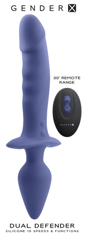 Dual Defender Double Ended Vibrator With Remote Control Purple Butt Plugs