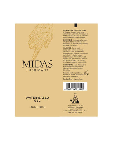 Midas Water Based Gel Lubricant 59 ml Tube Water Based Lube
