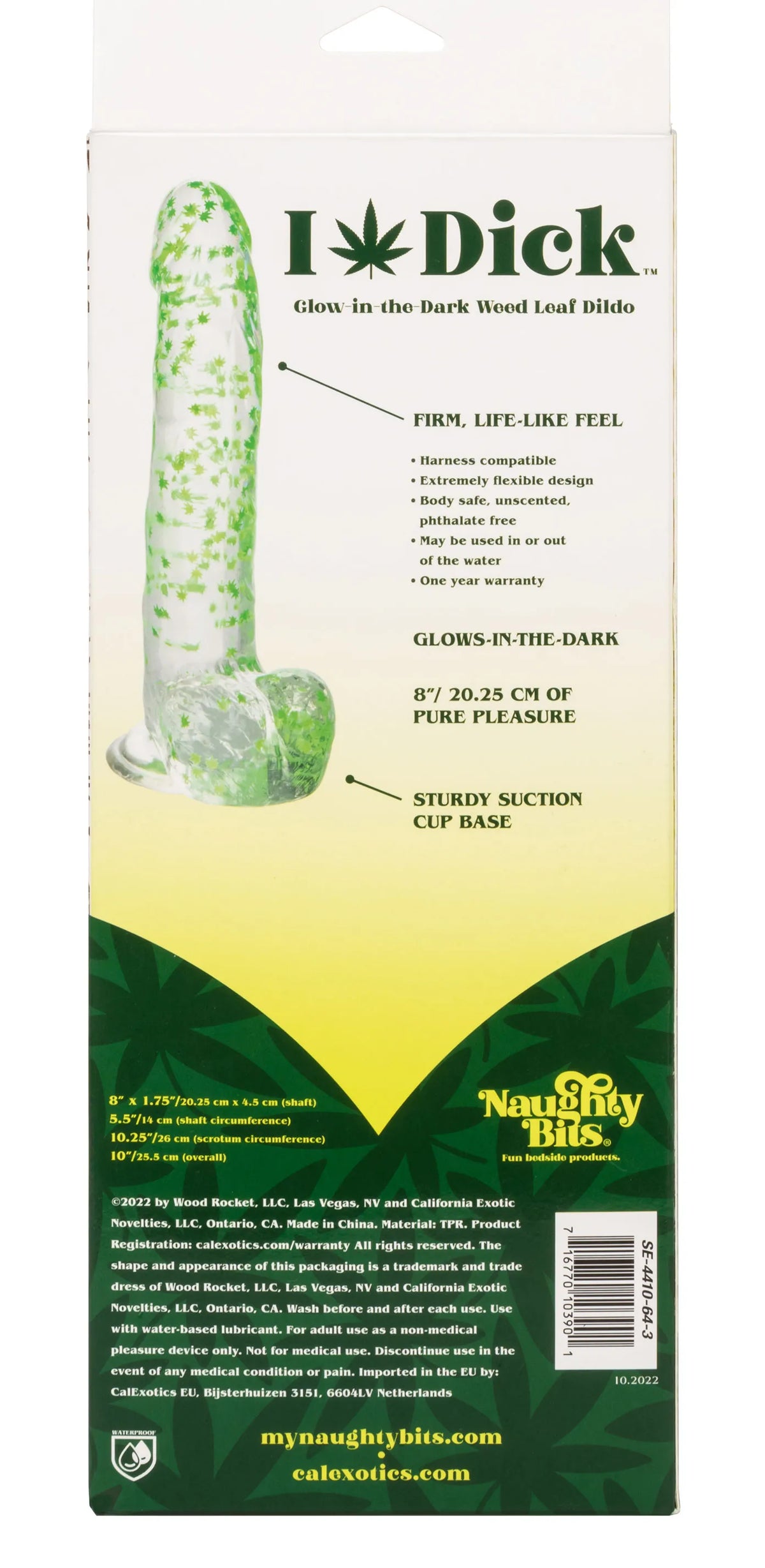Naughty Bits I Leaf Dick – Glow-in-the-Dark 8 Inch Dildo > Dildos > Realistic Dildos