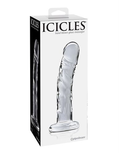 Icicles Clear Glass Massager with Curved G-Spot and P-Spot Stimulator DONGS Glass