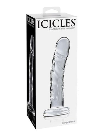 Icicles Clear Glass Massager with Curved G-Spot and P-Spot Stimulator DONGS Glass