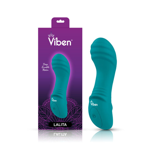 Lalita Mini G-Spot Vibrator with Pleasure Ridges Ocean Blue Blue BULLETS