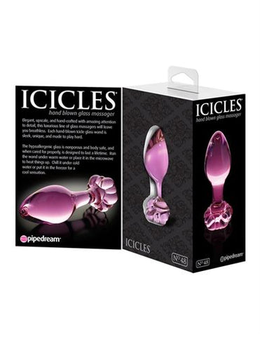 Icicles Pink Glass Anal Plug with Tapered Tip and Bulb Design > Sex Toys > Glass